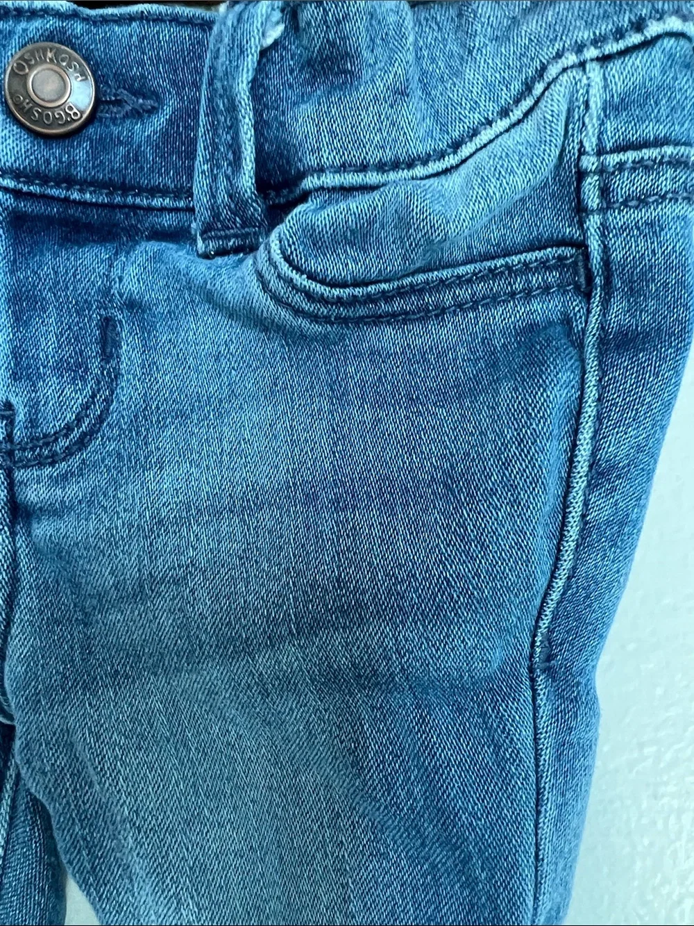 OshKosh B'gosh | Baby Blue Denim Jeans with Gold Bow Hem Detail Size 3 Months